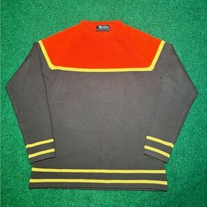 Meister Wool Knit Retro Vintage 60s 70s Colorblock Pullover Medium Sweater 19x25